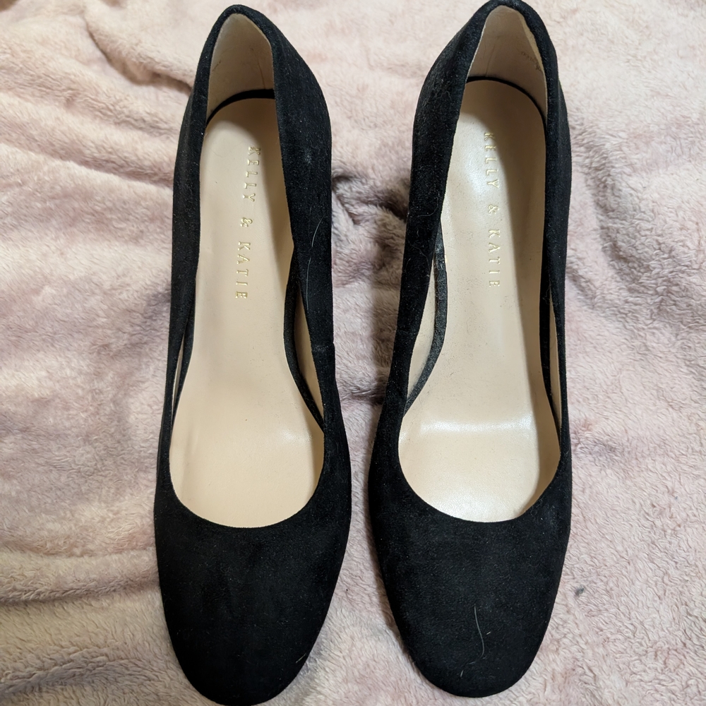 Kelly & Katie Black Suede Block Heels - Picture 2 of 4